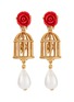 Main View - Click To Enlarge - OSCAR DE LA RENTA - Rose stud birdcage faux pearl drop clip earrings