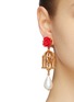 Figure View - Click To Enlarge - OSCAR DE LA RENTA - Rose stud birdcage faux pearl drop clip earrings
