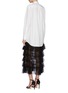 Back View - Click To Enlarge - VALENTINO GARAVANI - Contrast tiered ruffled tulle skirt shirt dress