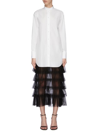 Main View - Click To Enlarge - VALENTINO GARAVANI - Contrast tiered ruffled tulle skirt shirt dress