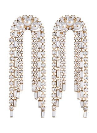Main View - Click To Enlarge - ROSANTICA - 'Gelo' faux pearl glass crystal fringe clip earrings