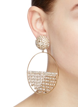 Figure View - Click To Enlarge - ROSANTICA - 'Strobo' fringe hoop drop clip earrings