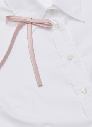  - PRADA - Logo patch bow collar shirt