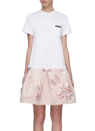 Main View - Click To Enlarge - PRADA - Contrast embellished silk skirt T-shirt dress