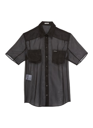 Main View - Click To Enlarge - MIU MIU - Patch pocket silk organza short sleeve shirt