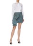 Figure View - Click To Enlarge - MIU MIU - Oversized bow appliqué denim skirt