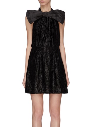 Main View - Click To Enlarge - MIU MIU - Bow halterneck open back wrinkled dress