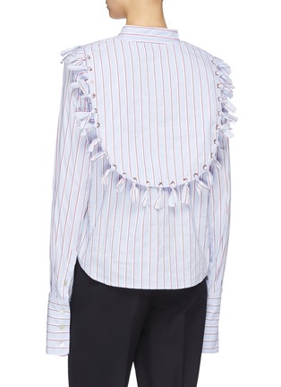 Back View - Click To Enlarge - JONATHAN LIANG - Detachable tassel bib stripe shirt