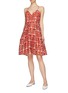 Figure View - Click To Enlarge - JONATHAN LIANG - Floral embroidered flared silk camisole dress