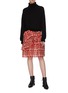 Figure View - Click To Enlarge - JONATHAN LIANG - 'Candytuft' ruffle drape floral embroidered silk skirt