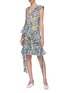 Figure View - Click To Enlarge - JONATHAN LIANG - Asymmetric one-shoulder floral macramé lace dress