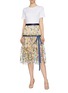Figure View - Click To Enlarge - JONATHAN LIANG - T-shirt panel floral embroidered tulle dress