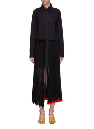 Main View - Click To Enlarge - SONIA RYKIEL - Panelled pleated wool knit skirt shirt dress