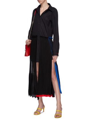 Figure View - Click To Enlarge - SONIA RYKIEL - Panelled pleated wool knit skirt shirt dress