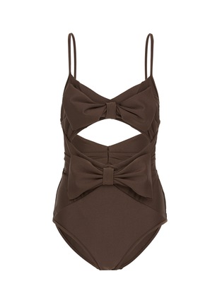 Main View - Click To Enlarge - ZIMMERMANN - 'Corsage' bow front cutout one-piece swimsuit
