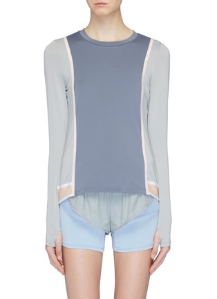 Main View - Click To Enlarge - PARTICLE FEVER - Mesh sleeve colourblock Particle Noofuu top
