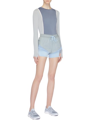 Figure View - Click To Enlarge - PARTICLE FEVER - Mesh sleeve colourblock Particle Noofuu top