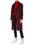 Figure View - Click To Enlarge - CHRIS RAN LIN - Button tab sleeve belted coat