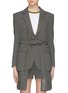 Main View - Click To Enlarge - CHRIS RAN LIN - Belted asymmetric contrast topstitching blazer