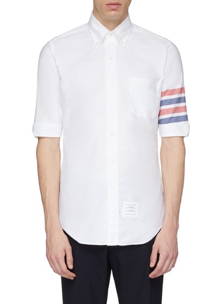 Main View - Click To Enlarge - THOM BROWNE  - Chest pocket stripe short sleeve shirt