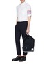 Figure View - Click To Enlarge - THOM BROWNE  - Chest pocket stripe short sleeve shirt