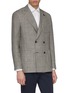 Front View - Click To Enlarge - LARDINI - Double breasted silk-linen houndstooth blazer