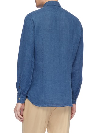 Back View - Click To Enlarge - LARDINI - Check plaid flax shirt