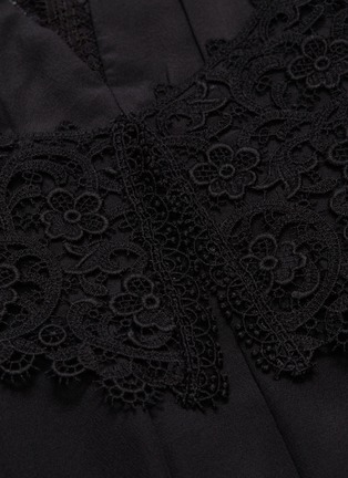 Detail View - Click To Enlarge - VICTORIA BECKHAM - Mix lace panel silk racerback dress