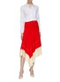 Figure View - Click To Enlarge - VICTORIA BECKHAM - Layered colourblock hem asymmetric skirt