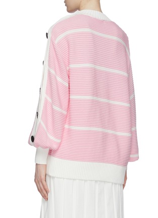 Back View - Click To Enlarge - SHORT SENTENCE - Button sleeve stripe rib knit sweater