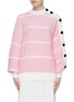 Main View - Click To Enlarge - SHORT SENTENCE - Button sleeve stripe rib knit sweater