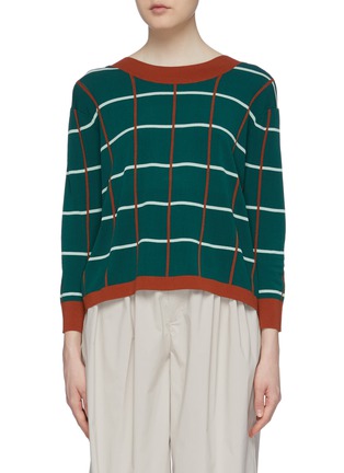 Main View - Click To Enlarge - SHORT SENTENCE - V-back windowpane check sweater