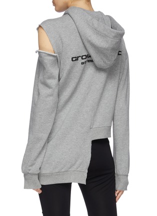 Back View - Click To Enlarge - GROUND ZERO - Cutout sleeve asymmetric hoodie