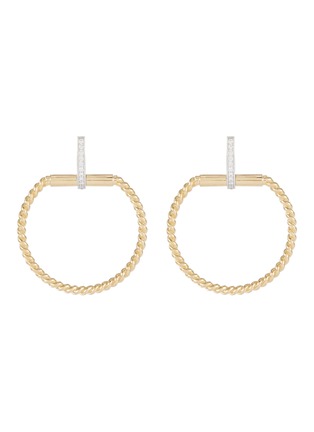Main View - Click To Enlarge - ROBERTO COIN - 'Classique Parisienne' diamond 18k gold twist hoop drop earrings