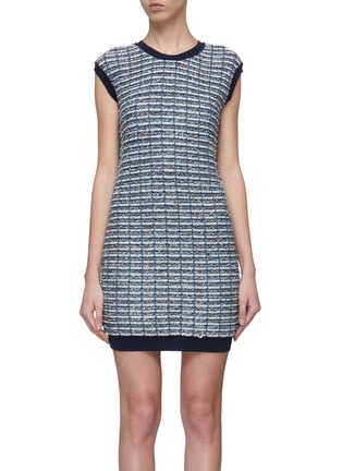 Main View - Click To Enlarge - CRUSH COLLECTION - Tweed front sleeveless dress
