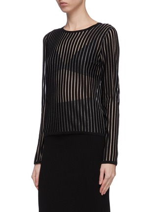 Front View - Click To Enlarge - CRUSH COLLECTION - Metallic knit stripe tulle top