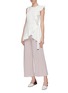 Figure View - Click To Enlarge - CRUSH COLLECTION - Contrast waistband knit wide leg pants