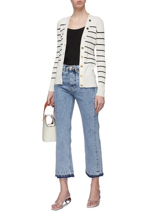 Figure View - Click To Enlarge - CRUSH COLLECTION - Button placket stripe silk-cashmere cardigan