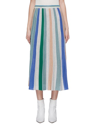 Main View - Click To Enlarge - CRUSH COLLECTION - Colourblock metallic stripe knit skirt