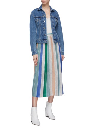 Figure View - Click To Enlarge - CRUSH COLLECTION - Colourblock metallic stripe knit skirt
