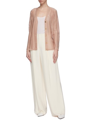 Figure View - Click To Enlarge - CRUSH COLLECTION - Metallic knit stripe tulle cardigan