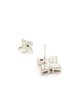 Detail View - Click To Enlarge - ROBERTO COIN - 'Princess Flower' diamond 18k white gold earrings