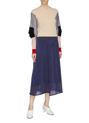 Figure View - Click To Enlarge - PH5 - Metallic panelled pleated knit skirt