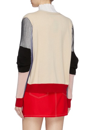 Back View - Click To Enlarge - PH5 - Colourblock stripe puff panel sleeve cardigan