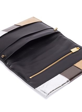 Detail View - Click To Enlarge - A-ESQUE - 'Foldover Deluxe' metallic leather panel clutch