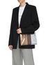 Front View - Click To Enlarge - A-ESQUE - 'Foldover Deluxe' metallic leather panel clutch