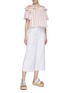 Figure View - Click To Enlarge - XIAO LI - Stripe ruffle off-shoulder top