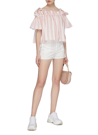 Figure View - Click To Enlarge - XIAO LI - Textured cotton shorts