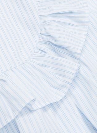 Detail View - Click To Enlarge - SHUSHU/TONG - Asymmetric ruffle yoke pinstripe shirt dress