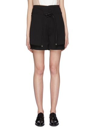 Main View - Click To Enlarge - SANS TITRE - Double layered belted shorts